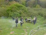 A strange rain-making ritual taking place at fort Victoria.